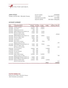 斯洛文尼亚 Factor Banka 银行对账单模板Slovenia Factor Banka Bank Statement Template-帮司令