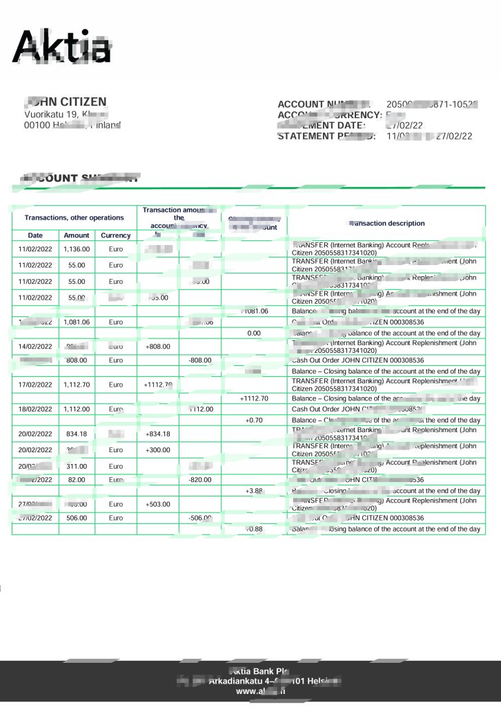芬兰丹斯克银行 Word 和 PDF 格式的报表模板