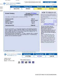美国时代华纳有线电视公用事业账单Word和PDF模板USA Time Warner Cabel utility bill Word and PDF template-帮司令