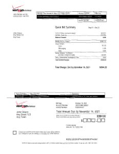 美国 Verizon Wireless 公用事业账单模板（Word 和 PDF 格式）USA Verizon Wireless utility bill template in Word and PDF format-帮司令