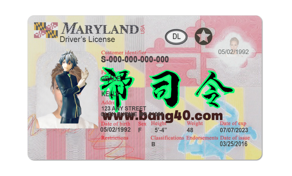 PSD 格式的马里兰州驾驶执照模板V2