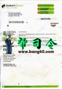 英国南方电力公司地址证明 PSD 模板United Kingdom Southern Electric proof of address PSD Template-帮司令