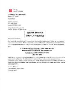 美国兰开斯特供水服务公用事业账单关闭通知Word和PDF模板USA Lancaster Water ServiceUtility Bill Shutoff Notice WordAnd PDF Template-帮司令