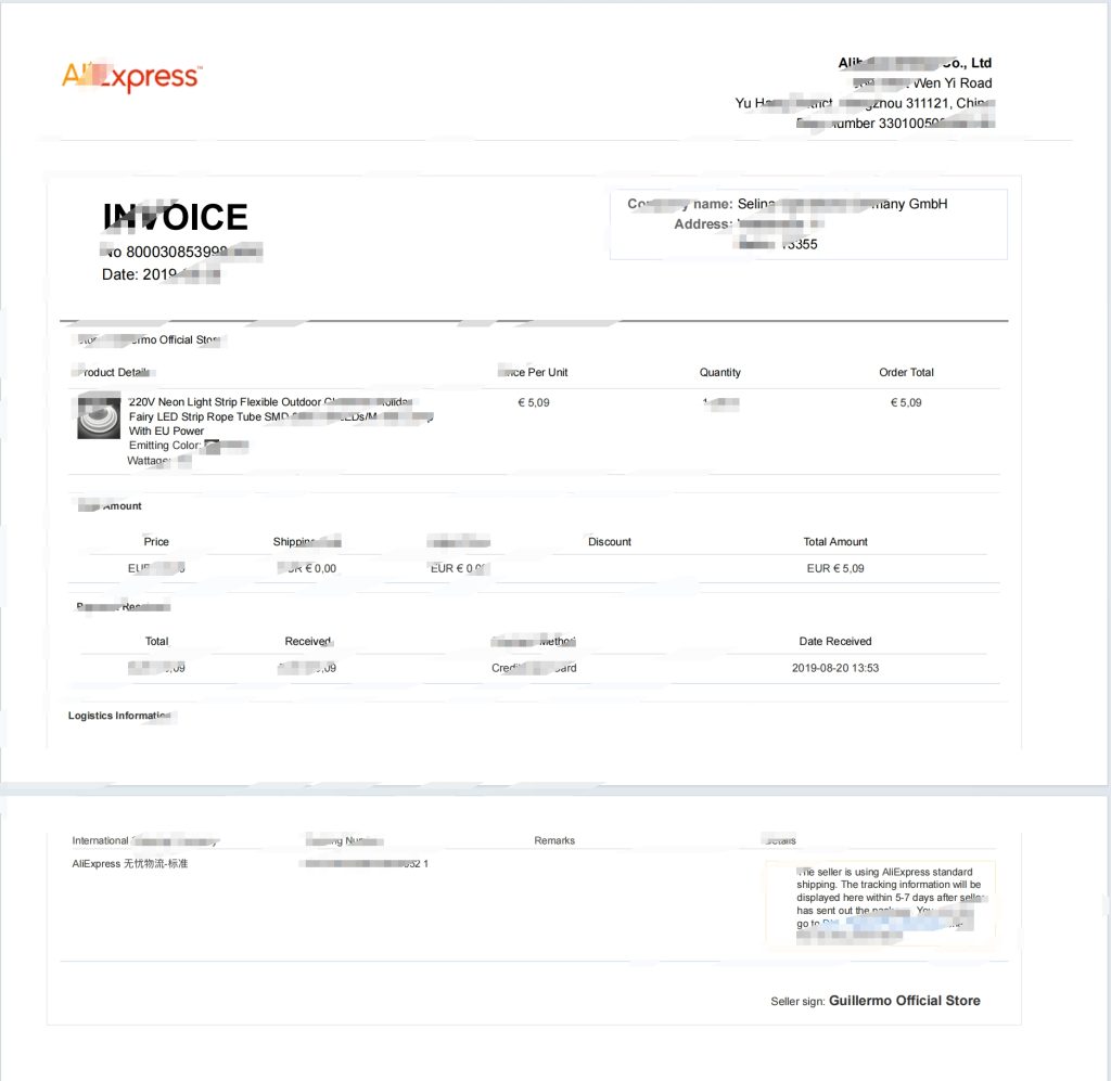 ALIExpress 发票模板(Word 和PDF 格式)