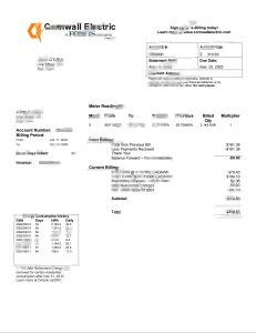 美国康沃尔电力账单Word和PDF模板USA Cornwall Electric Utility BilWord And PDF Template-帮司令
