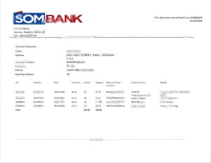 索马里 Sombank 银行对账单模板Somalia Sombank BankStatement Template-帮司令