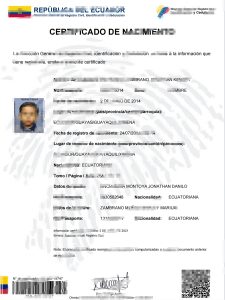 厄瓜多尔出生证明Word和PDF模板Ecuador Birth Certificate WordAnd Pdf Template-帮司令