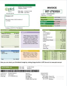 巴基斯坦PTCL水电费账单Word文档格式模板Pakistan PTCL Utility Bill WordDocument Format Template-帮司令