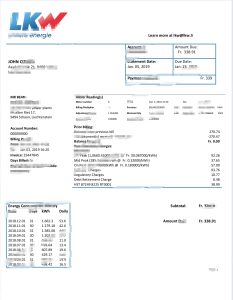 列支敦士登Ische Kraftwerke(LKW)电力账单 Word 和 PDF 模板Liechtenstein lsche Kraftwerke(LKW)Electricity Utility Bill WordAnd PDF Template-帮司令