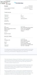 菲律宾 Transferwise 收据银行对账单模板Philippines Transferwise ReceiptBank Statement Template-帮司令