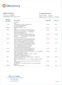 南非 Discovery 银行对账单模板South Africa Discovery BankStatement Template-帮司令