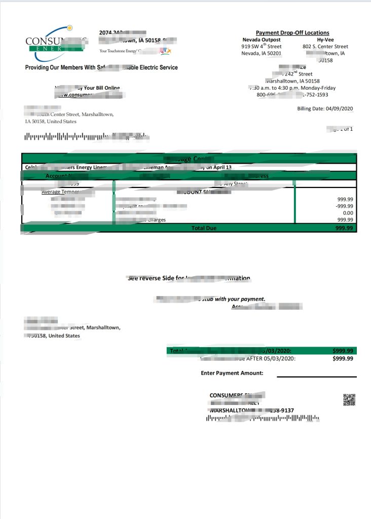 美国消费者能源公用事业账单模板（Word 和 PDF 格式）