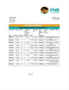 南非 FNB 银行对账单模板（Excel 和 PDF 格式）South Africa FNB Bank Statement Template In Excel And PDF Format-帮司令