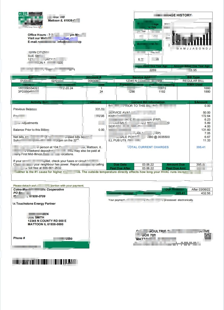 美国 Coles – Moultrie 公用事业账单模板（Word 和 PDF 格式）