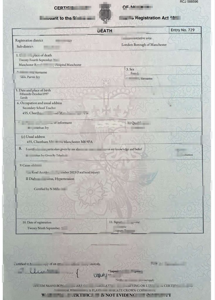 英国死亡证明书（Word 和 PDF 格式）