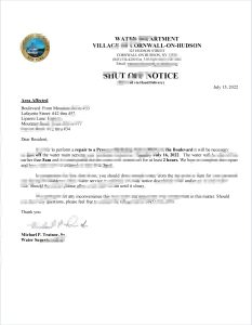 美国纽约州康沃尔哈德逊水务账单停发通知Word和PDF模板USA New York Cornwall-on-Hudson Water Utility Bill Shutoff Notice Word And PDF Template-帮司令