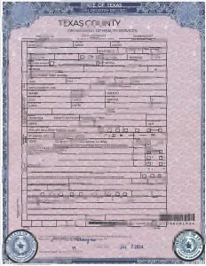 德克萨斯州死亡证明（Word 和 PDF 格式）Texas Death Certificate In Word And PDF format-帮司令