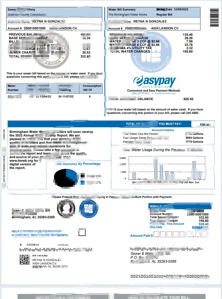 英国伯明翰水费账单（PDF格式）