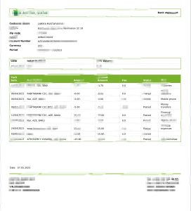 阿塞拜疆资本银行对账单模板Azerbaijan Kapital bank statement template-帮司令
