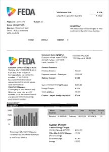 安道尔 安道尔电力公司水电费账单Word和PDF模板Andorra ELECTRIC FORCES OF ANDORRA Utility Bill Word And PDF Template-帮司令