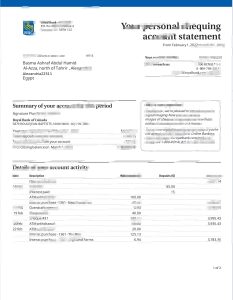 加拿大皇家银行个人支票账户对账单Canada RBC Bank Personal Chequing Account Statement-帮司令