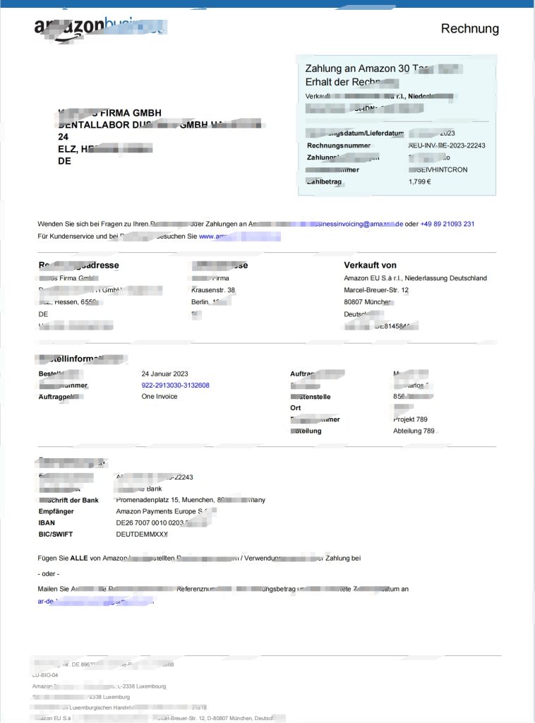 亚马逊商业发票 Word 和 PDF 模板 v2023