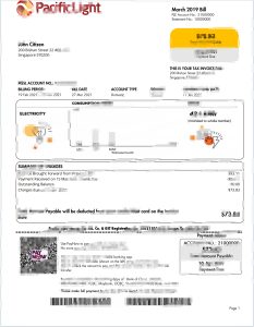 新加坡太平洋电力公司电费账单Word和PDF模板Singapore Pacific Light Electricity Utility Bill Word And PDF Template-帮司令