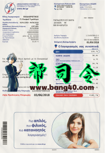 希腊电力公司水电费账单PSD/PS模板Greek Electricity Company Utility Bill PSD/PS Template-帮司令