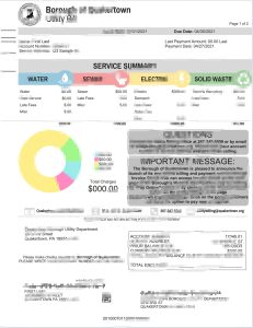 美国宾州水费账单pdf&word模板Pennsylvania Water Bill PDF & Word Template-帮司令