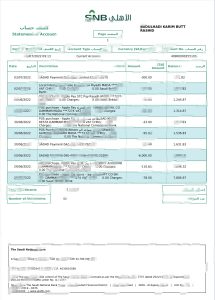 沙特国家银行账单pdf模板Saudi National Bank Statement PDF Template-帮司令