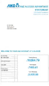 澳大利亚ANZ Bank银行账单/KYC地址证明word模板Australian ANZ Bank bank statement/KYC address proof word template-帮司令