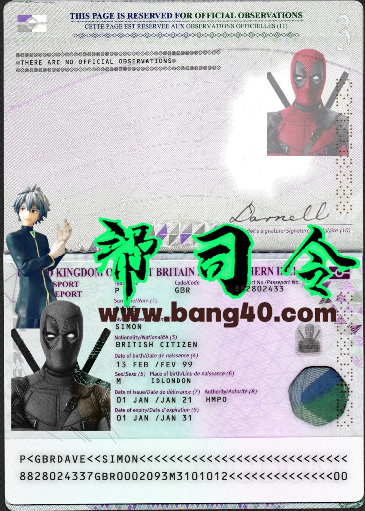 英国最新版Passport护照PSD模板/Photoshop/PS