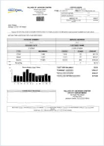 美国俄亥俄州杰克逊中心村公共电力公用事业账单Word和PDF模板Jackson Center Village Public Electric Utility Bill Word and PDF Template-帮司令