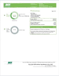 美国马里兰州巴尔的摩天然气和电力公司（BGE）水电费账单Word和PDF模板（2页）Baltimore Gas and Electric Company (BGE) Utility Bill Word and PDF Template (2 pages)-帮司令