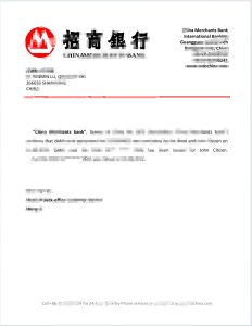 招商银行推荐信模板China Merchants Bank recommendation letter template-帮司令