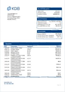 韩国KDB银行对账单Word和PDF模板South Korea KDB Bank Statement Word and PDF Template-帮司令