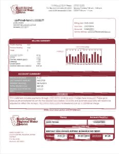 美国北达科他州中南区域供水区水电费账单Word和PDF模板South Central North Dakota Regional Water District Utility Bill Word and PDF Template-帮司令