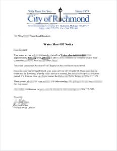 美国密歇根州里士满市水费停缴通知Word和PDF模板Richmond, Michigan Water Bill Suspension Notice Word and PDF Template-帮司令