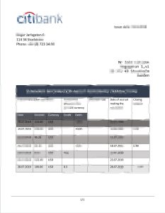 瑞典花旗银行银行对账单模板Sweden Citibank Bank Statement Template-帮司令