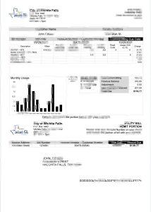 美国威奇托福尔斯市水电费账单模板（Word 和 PDF 格式）USA The City Of Wichita Falls Utility Bill Template In Word And PDF Format-帮司令