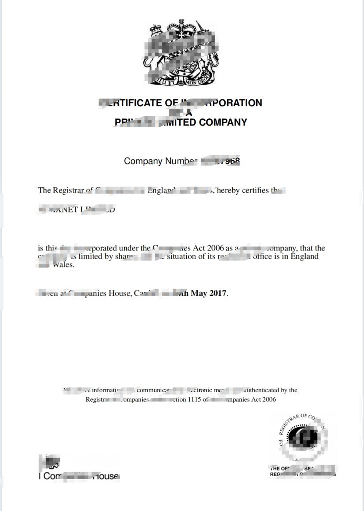 英国公司证书模板（Word 和 PDF 格式）