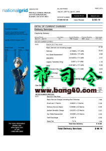 美国国家电网账单模板psdUSA National Grid Bill Template psd-帮司令