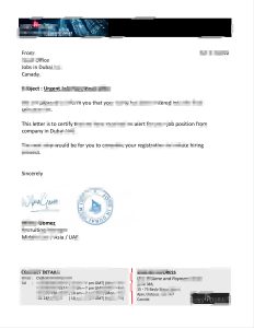 迪拜工作邀请函模板fake Dubai job offer Letter template-帮司令