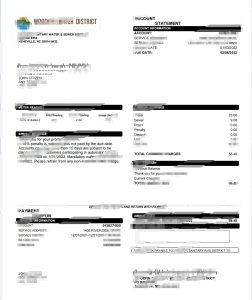 美国北卡罗来纳州伍德芬污水处理区水电费账单Word和PDF模板USA North Carolina Woodfin Sanitary Water Sewer District Utility Bill Word And PDF Template-帮司令