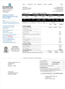 美国德克萨斯州冠军能源服务Word和PDF水电费账单模板USA Texas Champion Energy Services Word And PDF Utility Bill Template-帮司令