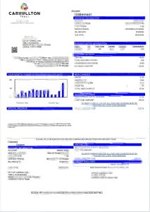 美国德克萨斯州卡罗尔顿水电费账单Word和PDF模板USA Texas Carrollton Utility Bill Word And PDF Template-帮司令