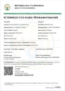 卢旺达结婚证word和pdf模板Rwanda marriage certificate word and pdf template-帮司令