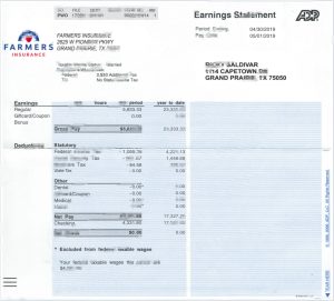 农民保险收益报表Farmers insurance Earning Statement-帮司令