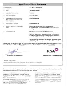 英国机动车保险证书pdf模板UK Motor Vehicle Insurance Certificate PDF Template-帮司令