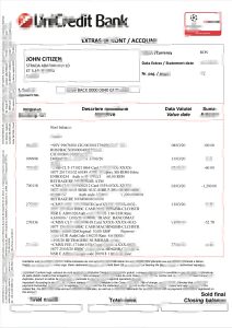 罗马尼亚联合信贷银行对账单模板（2页）Romania UniCredit Bank Statement Template (2 pages)-帮司令